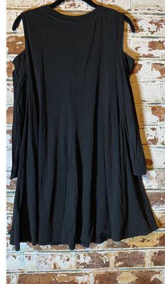 TOPSHOP Modal & Cotton Cold Shoulder Knit Shift Swing Dress - Picture 11 of 12